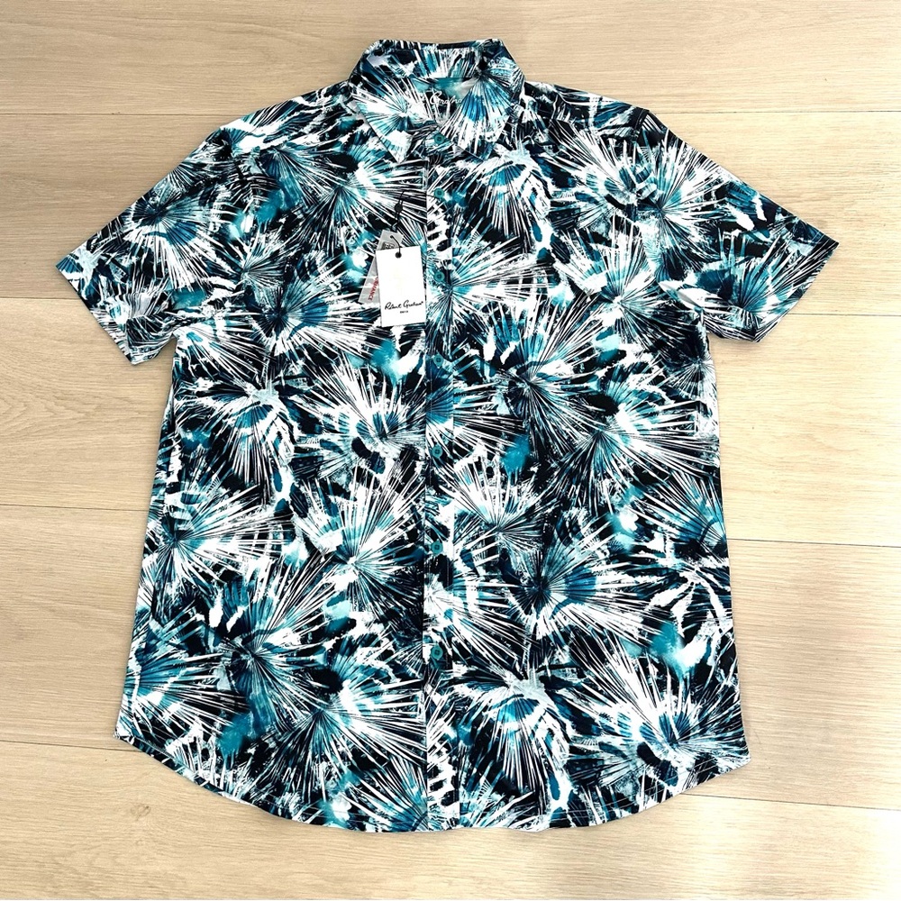 Robert Graham Donato Blue Floral Hawaiian Golf Polo Shirt Mens XL New Tags $158